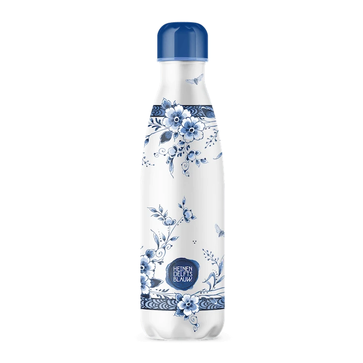 IZY Bottles X Heinen Delfts Blauw Drinkfles 500 Ml Faience Rvs