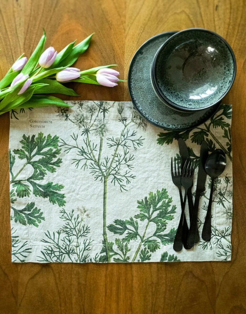Oldenhof Herb Coreander Placemat 35 X 48 Cm Linnen 2 Stuks - Afbeelding 2