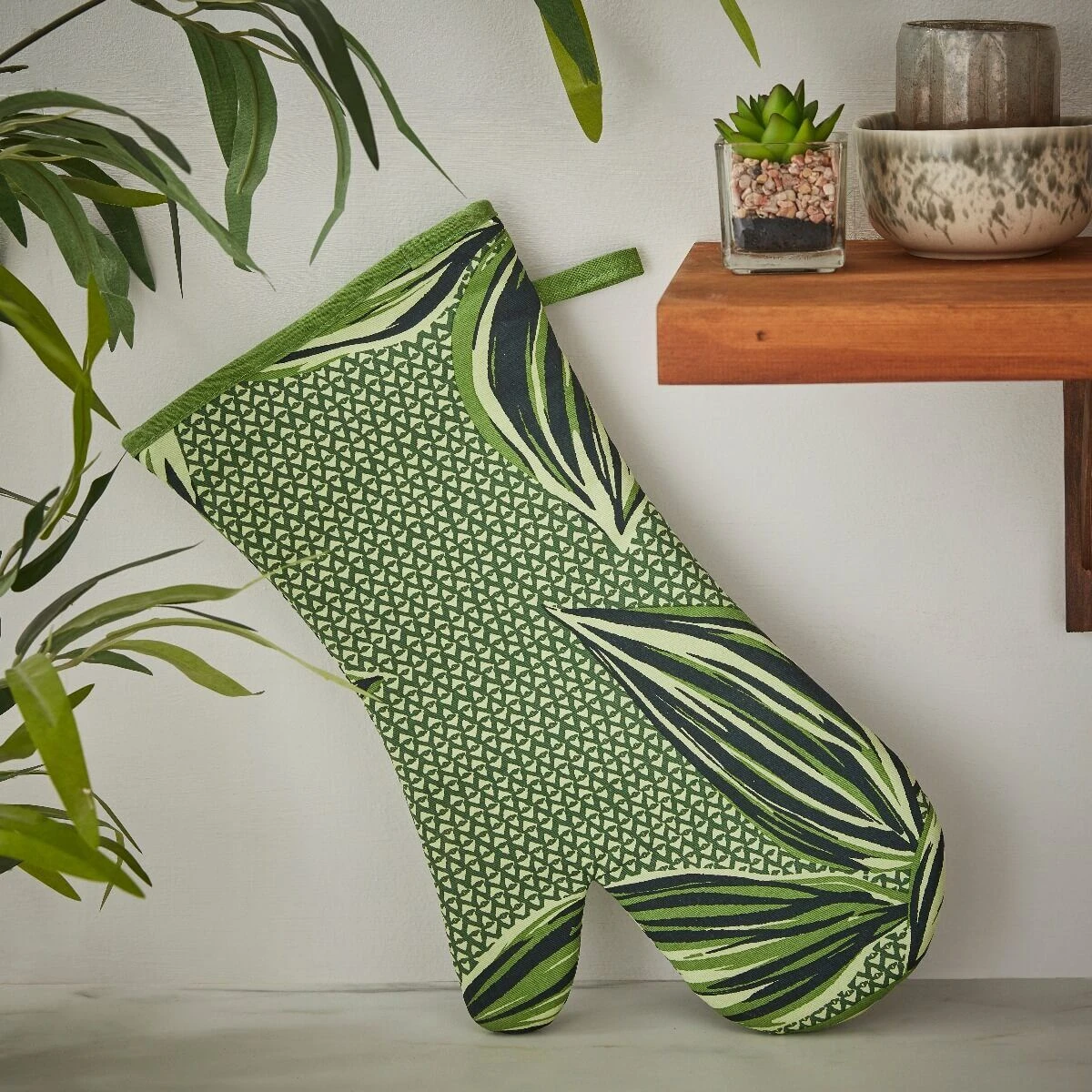 Ulster Weavers Geo Leaves Ovenwant Katoen Groen - Afbeelding 2