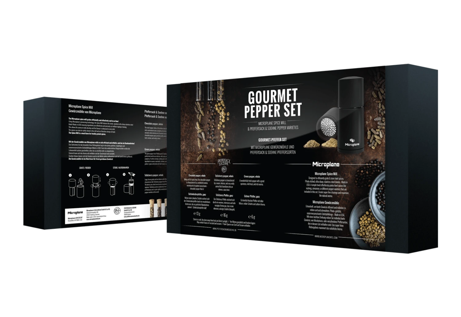 Microplane Kruidenmolen Met 3 Soorten Peper Staal Zwart - Afbeelding 2