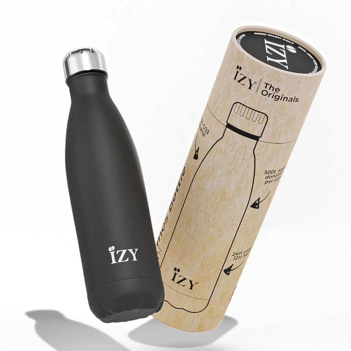 IZY Bottles Drinkfles 500 Ml Matt Black Rvs - Afbeelding 2