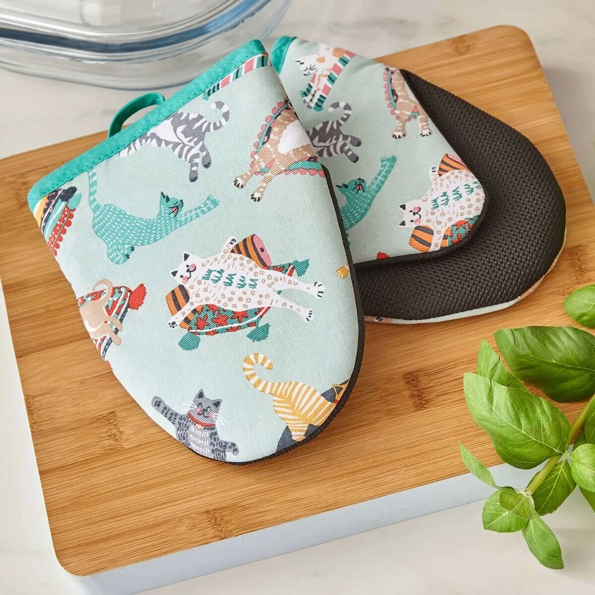 Ulster Weavers Kitty Cats Kleine Ovenwant Katoen Blauw 2 Stuks - Afbeelding 2