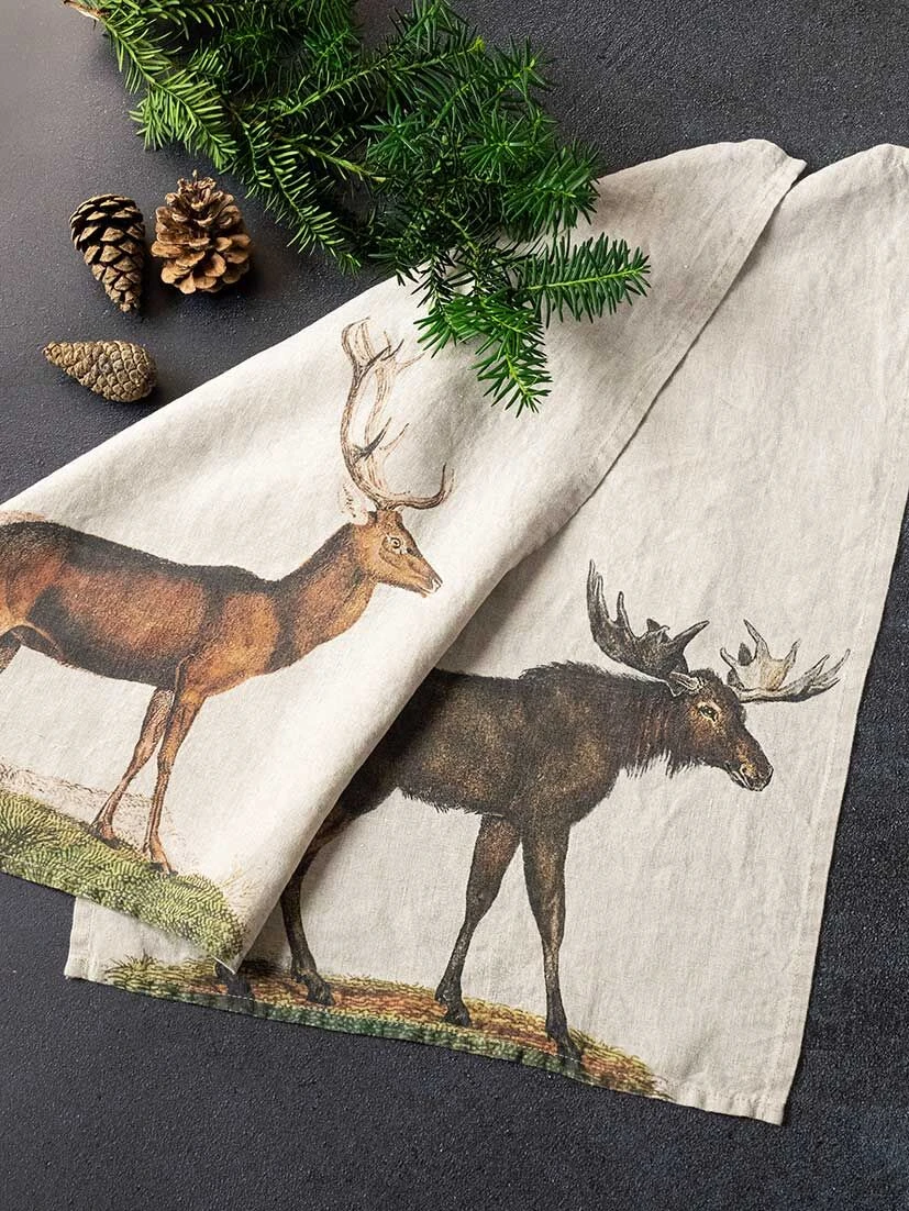 Oldenhof Deer & Moose Handdoek 42 X 60 Cm Linnen 2 Stuks - Afbeelding 3