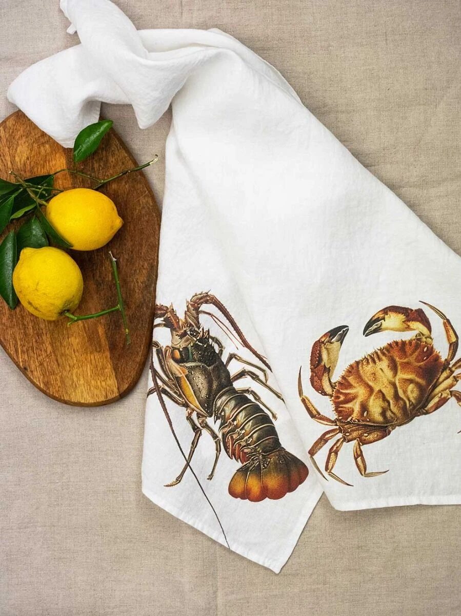 Oldenhof Crab & Lobster Handdoek 42 X 60 Cm Linnen 2 Stuks - Afbeelding 3