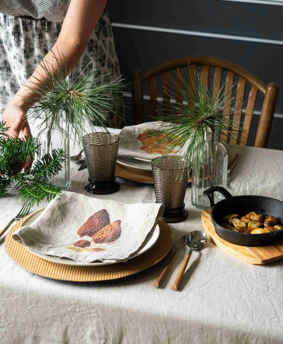 Oldenhof Mushrooms Servet 45 X 45 Cm Linnen 6 Stuks - Afbeelding 2