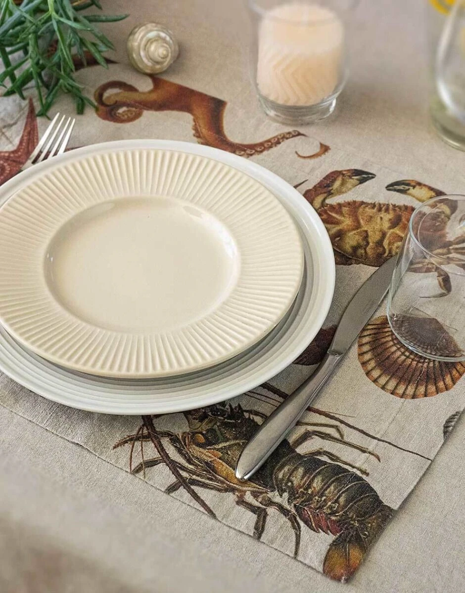 Oldenhof Sea Animals Placemat 35 X 48 Cm Linnen 2 Stuks - Afbeelding 2