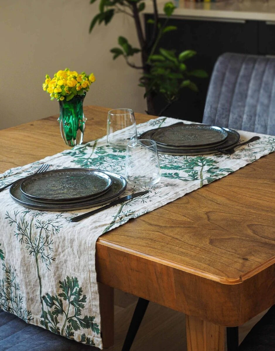 Oldenhof Herb Coreander Tafelloper 46 X 136 Cm Linnen - Afbeelding 2