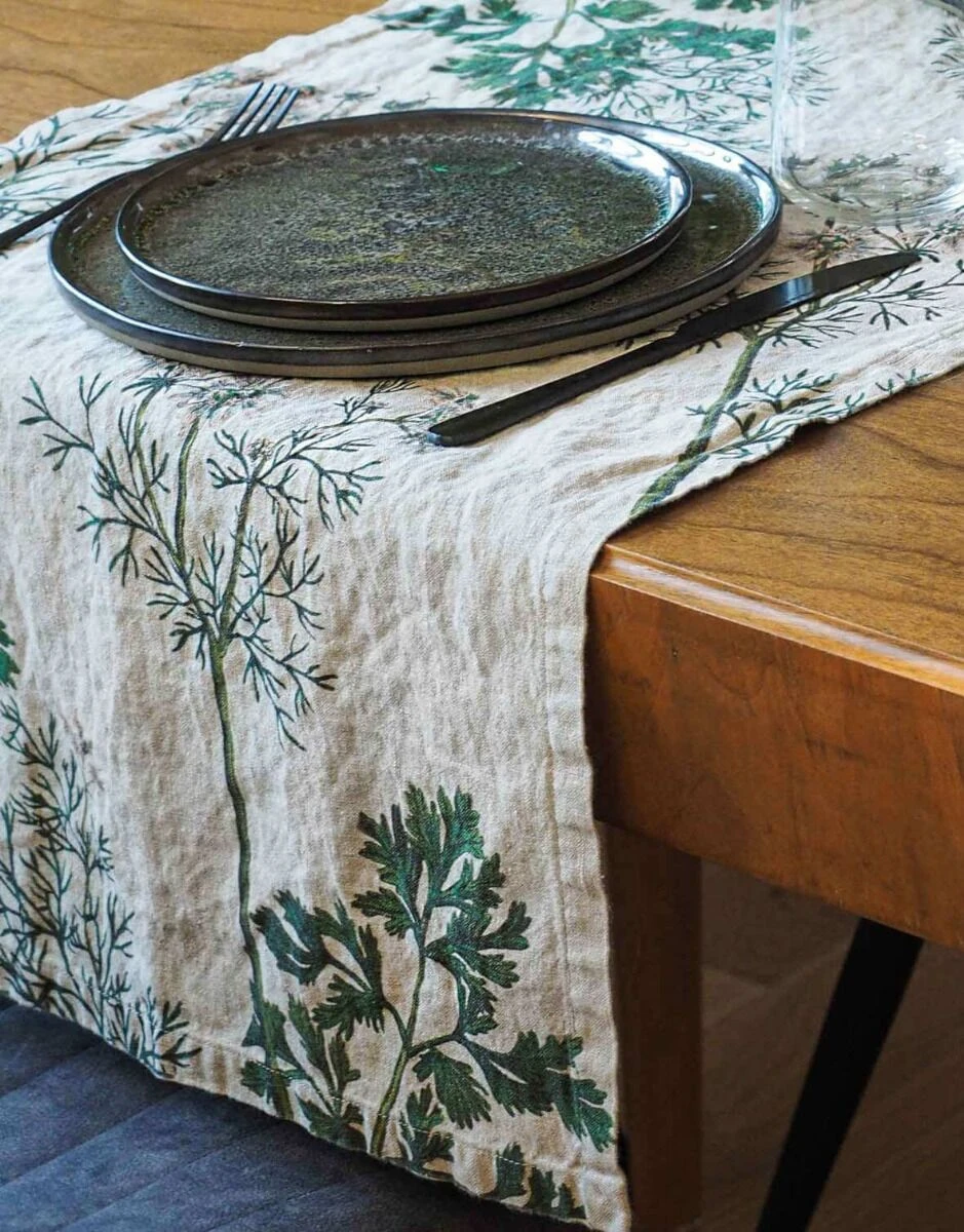 Oldenhof Herb Coreander Tafelloper 46 X 136 Cm Linnen - Afbeelding 3