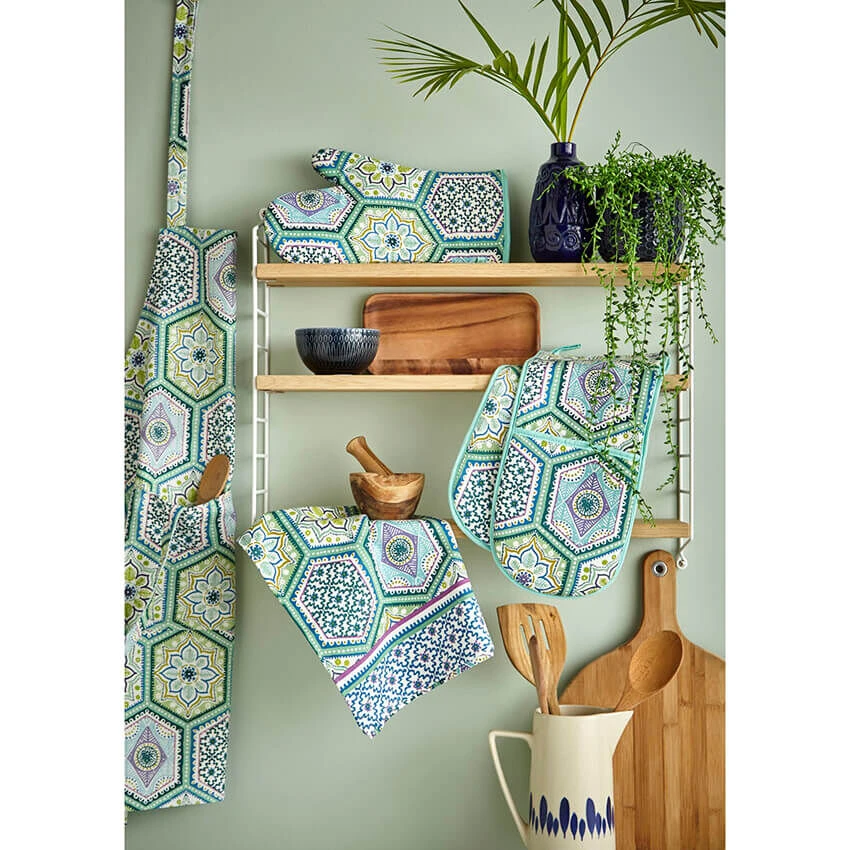 Ulster Weavers Lisbon Tiles Lange Pannenlap Katoen Groen - Afbeelding 3