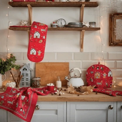 Ulster Weavers Festive Friends Lange Pannenlap Katoen Rood - Afbeelding 2