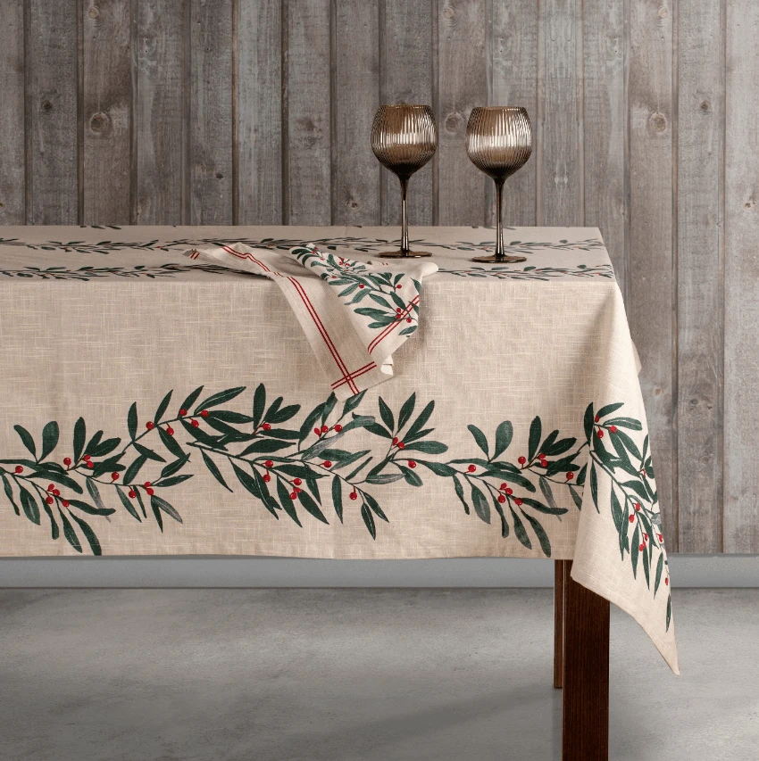 Ladelle Garland Servet 45 X 45 Cm Katoen Beige/rood 4-delig - Afbeelding 2